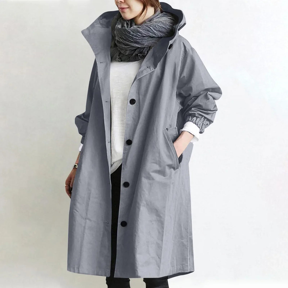Sarah – Hooded Longline Relaxed Trench Coat
