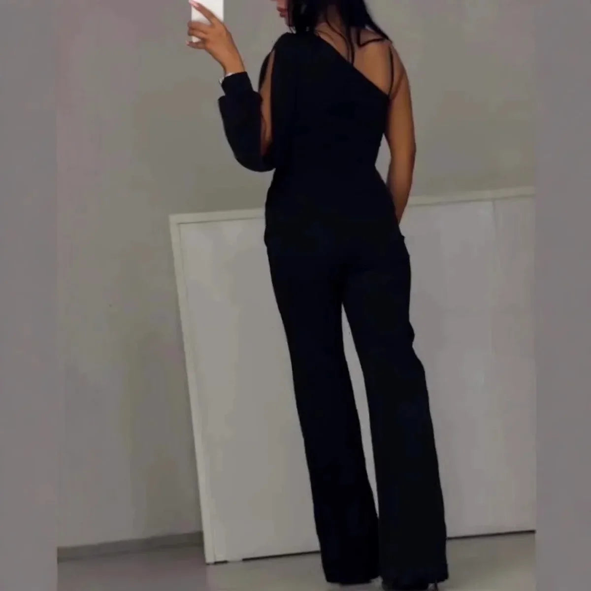 Susan – Elegant Mesh Panel Wide-Leg Jumpsuit
