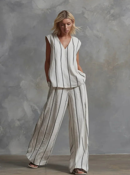 Paige | Striped Top & Wide-Leg Pants Set
