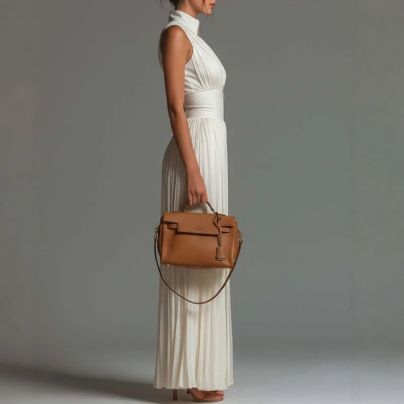 Helen – Pleated Wide Leg Halter Jumpsuit