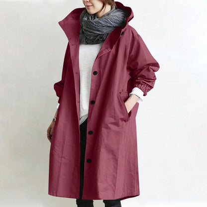 Sarah – Hooded Longline Relaxed Trench Coat