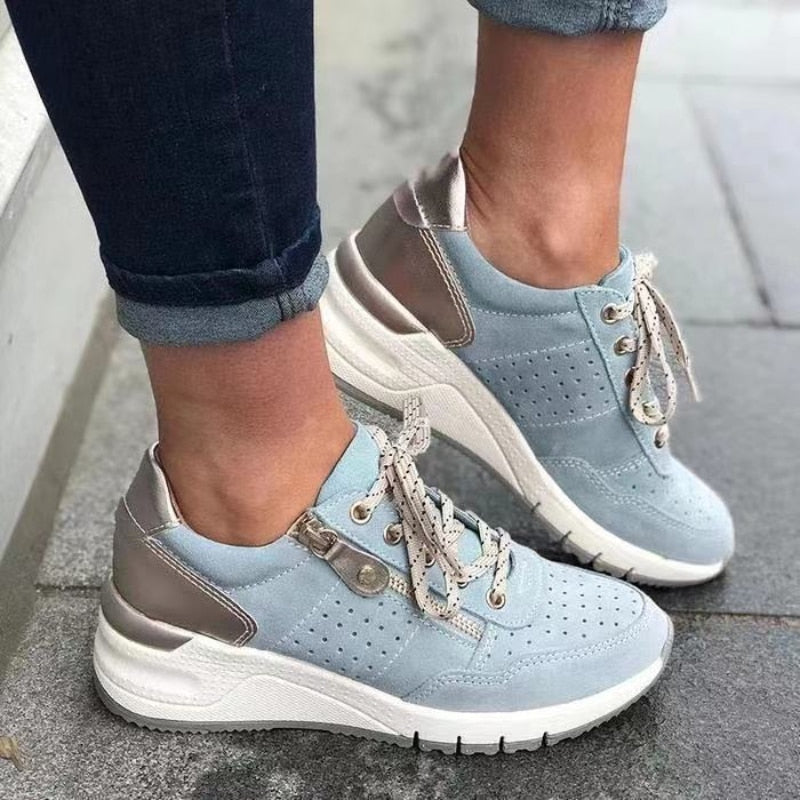 Vanessa – Lace-Up Wedge Sneakers with Zip Detail