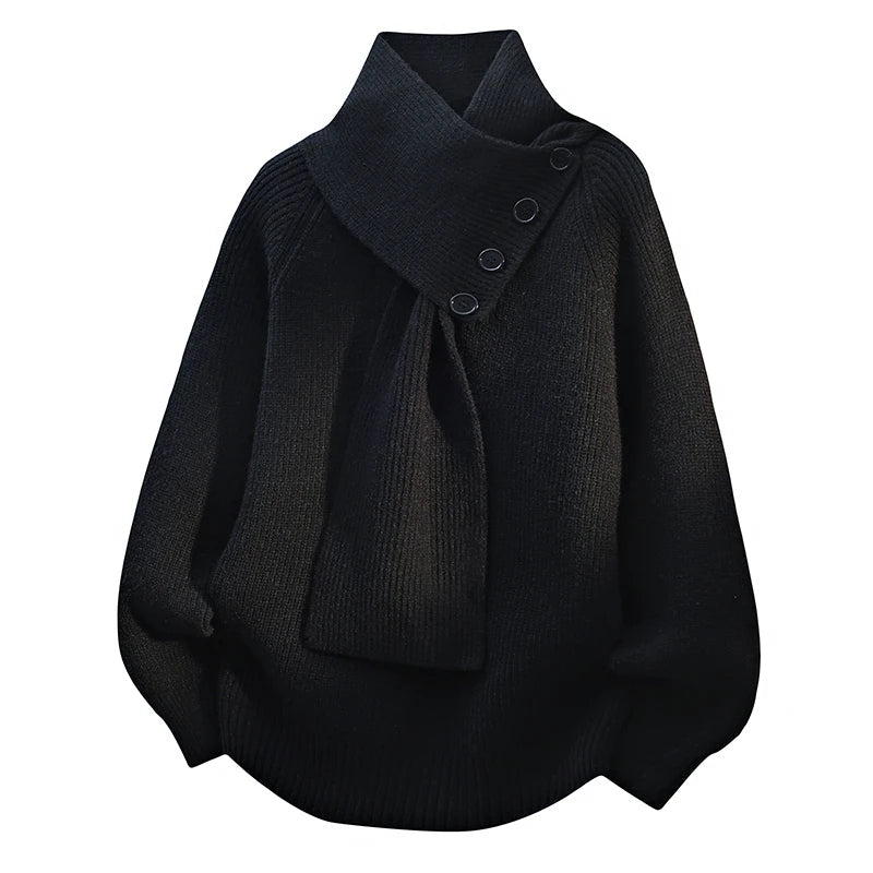 Kendra – Scarf-Neck Knit Sweater