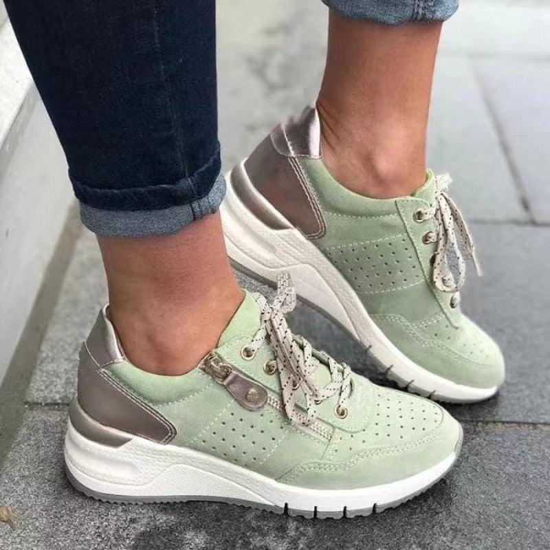 Vanessa – Lace-Up Wedge Sneakers with Zip Detail