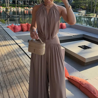 Imogene – Halter Neck Wide Leg Jumpsuit