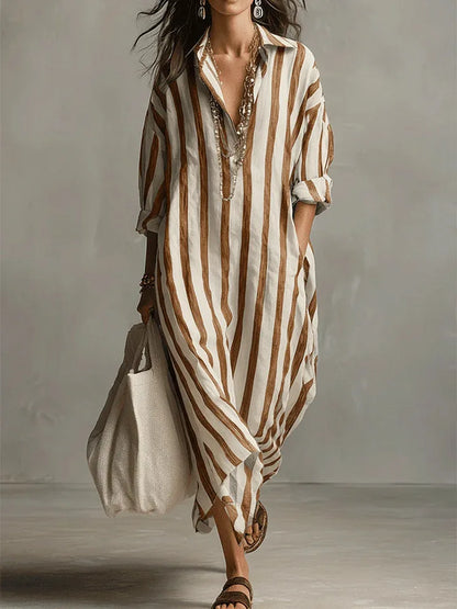 Rita – Striped Relaxed Shirt Midi Dress