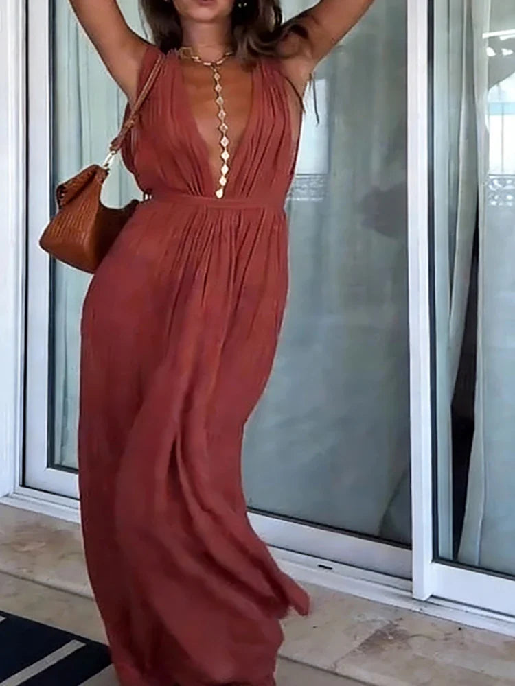 Sondra – Deep V Wide-Leg Elegant Jumpsuit