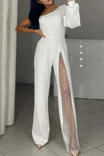 Susan – Elegant Mesh Panel Wide-Leg Jumpsuit