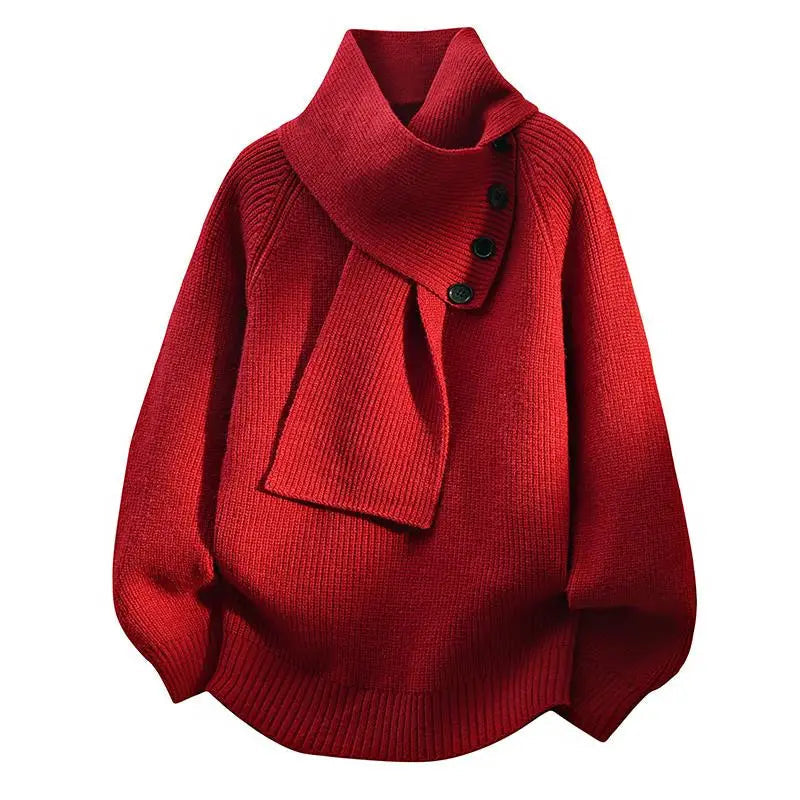 Kendra – Scarf-Neck Knit Sweater