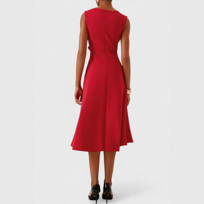 Evie | Draped Asymmetric Midi Dress