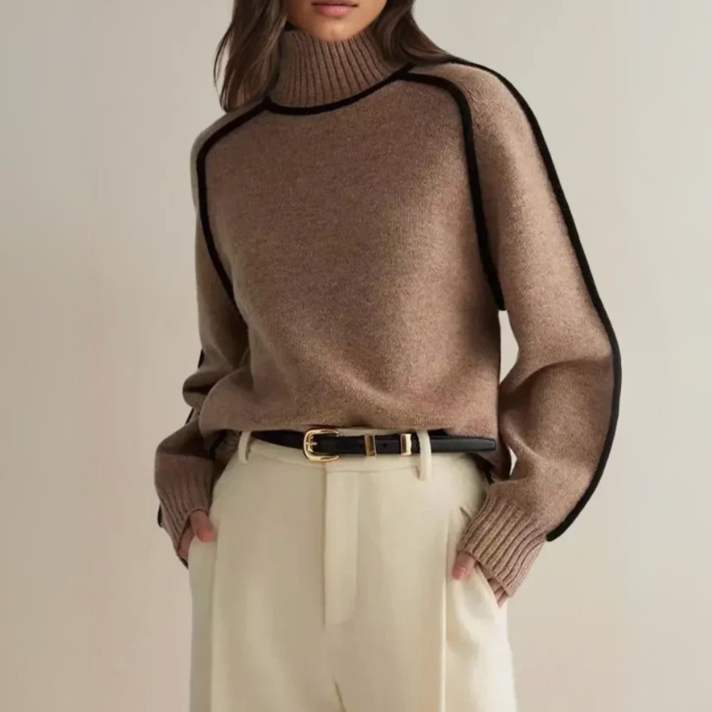 Kari – Turtleneck Sweater with Contrast Piping