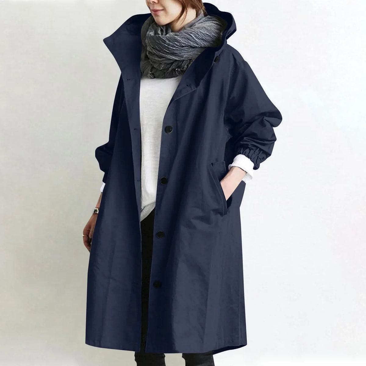 Sarah – Hooded Longline Relaxed Trench Coat