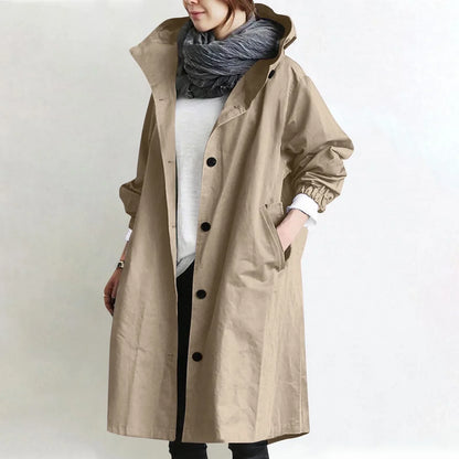 Sarah – Hooded Longline Relaxed Trench Coat