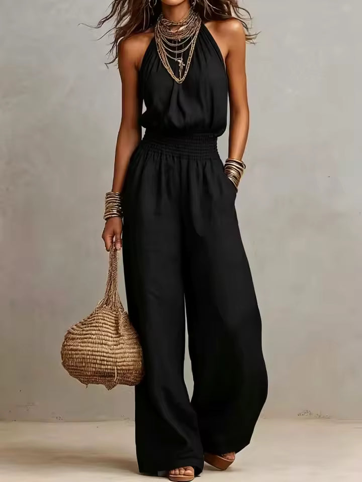 Barbara – Halter Neck Wide-Leg Jumpsuit
