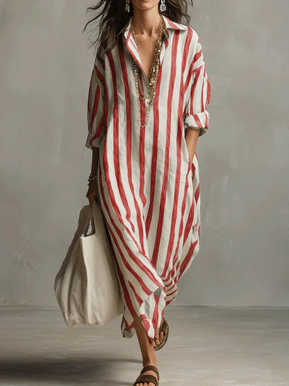 Rita – Striped Relaxed Shirt Midi Dress