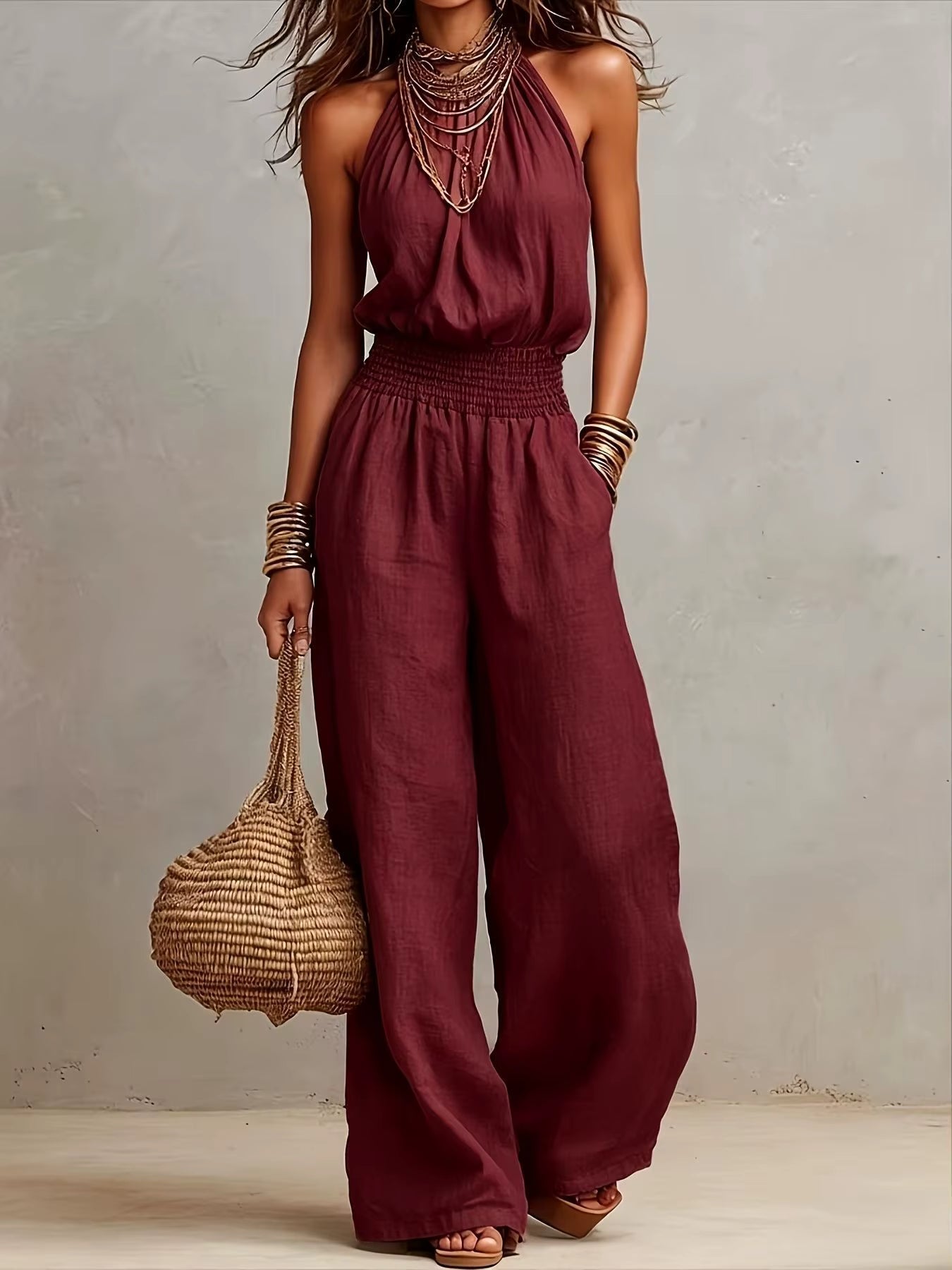 Barbara – Halter Neck Wide-Leg Jumpsuit