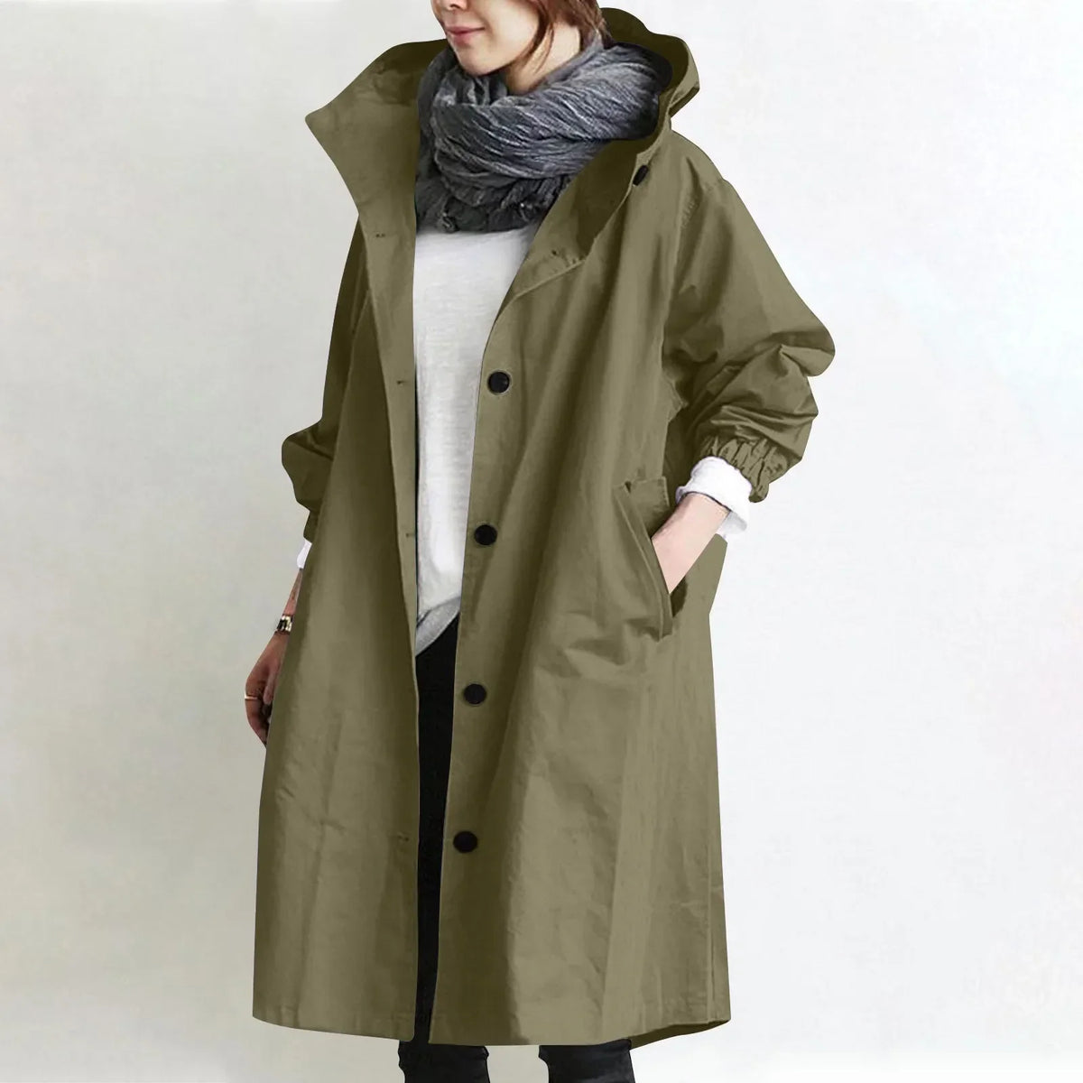 Sarah – Hooded Longline Relaxed Trench Coat