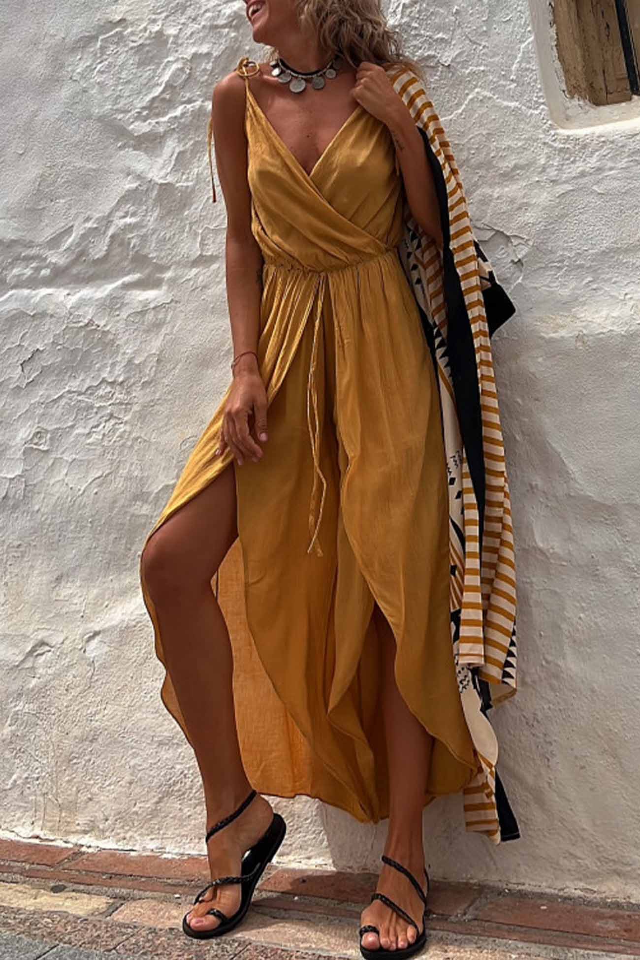 Andrea – Wrap Maxi Dress with Slit