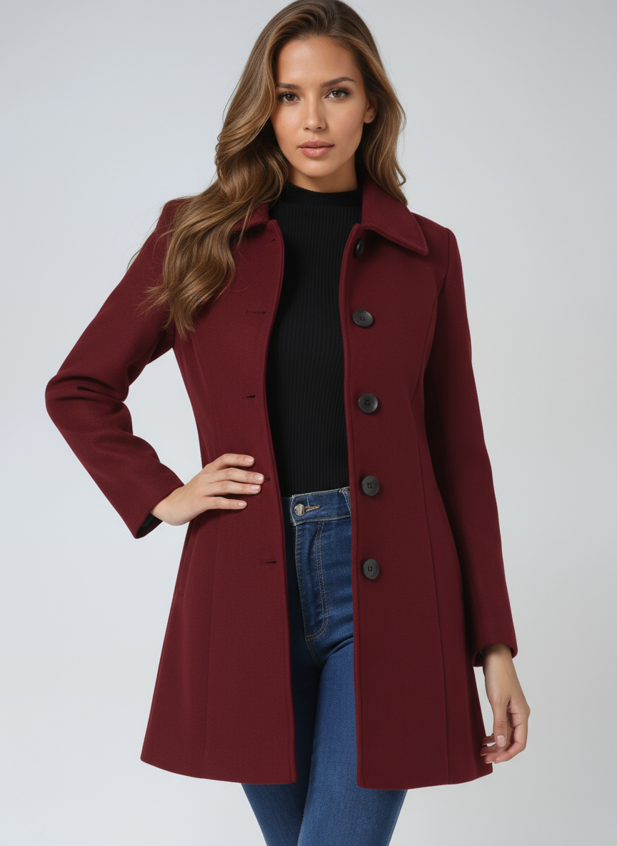 Yvonne – Tailored Button-Front Elegant Coat