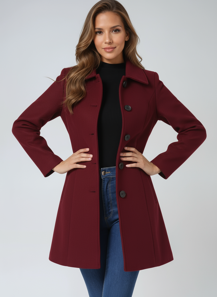 Yvonne – Tailored Button-Front Elegant Coat