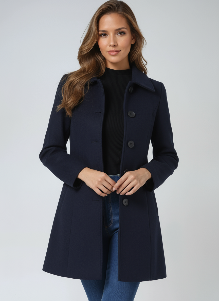 Yvonne – Tailored Button-Front Elegant Coat