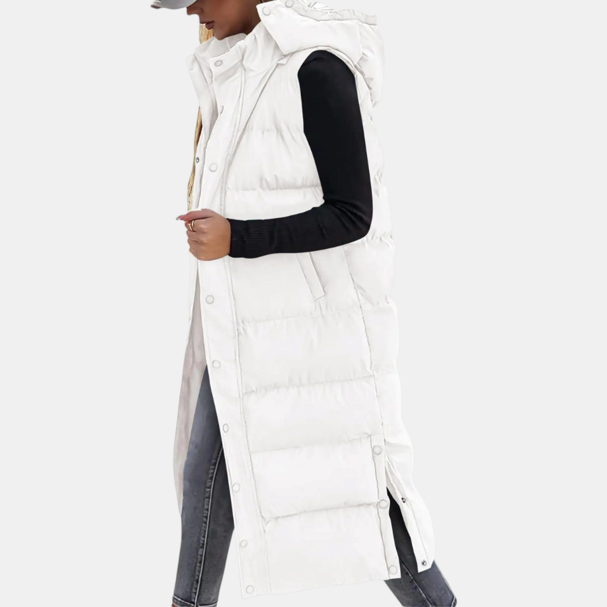 Florence – Longline Hooded Quilted Puffer Vest