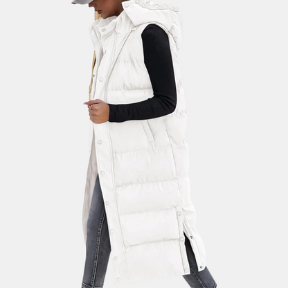 Florence – Longline Hooded Quilted Puffer Vest