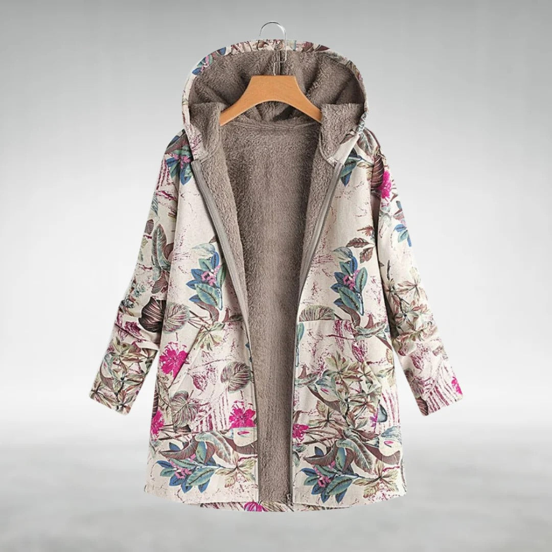 Robin – Floral Fleece-Lined Hooded Coat