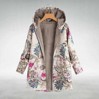 Robin – Floral Fleece-Lined Hooded Coat