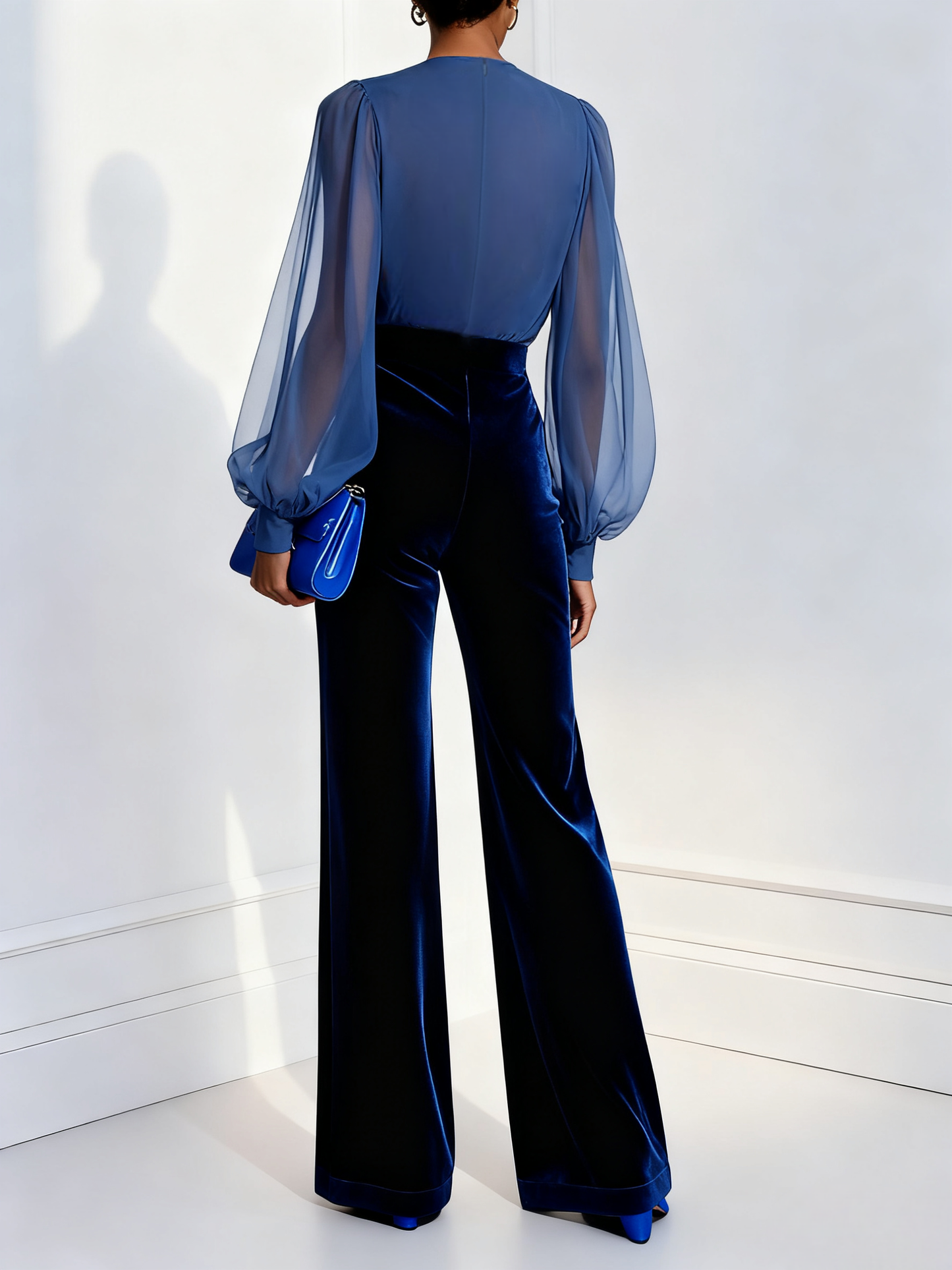 Paula – Elegant Velvet and Chiffon-Look Jumpsuit
