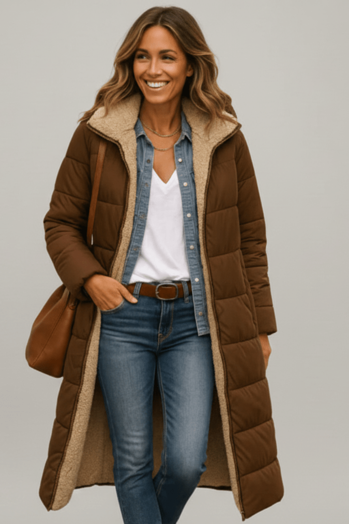 Deborah – Longline Quilted Puffer Coat