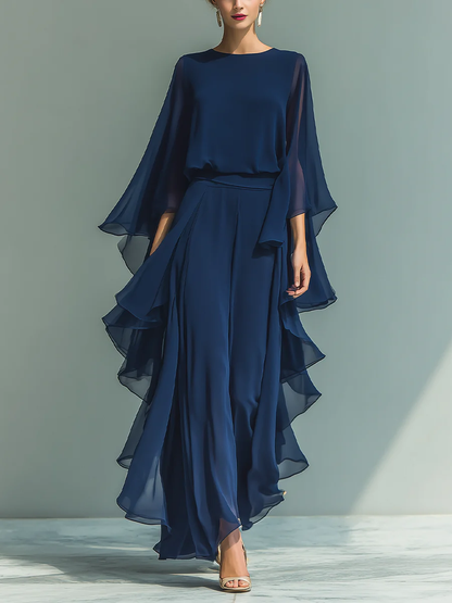 Emelia | Cape-Sleeve Evening Jumpsuit