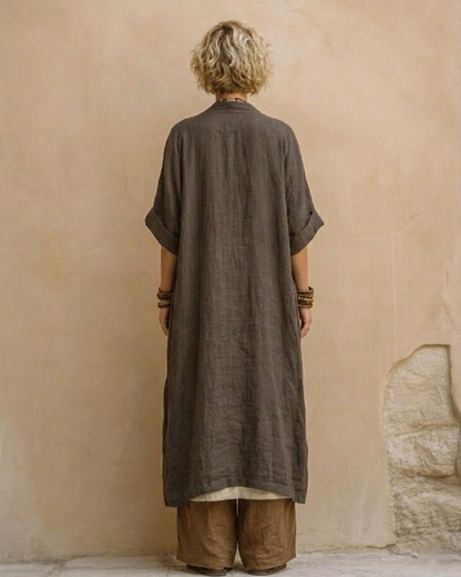 Margaret | Dark Gray & Brown Tribal Print Three-Piece Set
