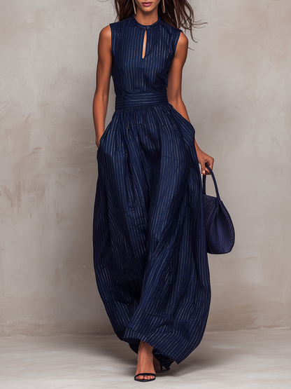 Maria – Elegant Wide-Leg Striped Jumpsuit