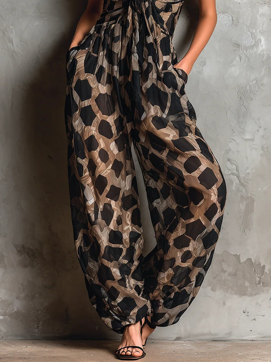 Leona – Wide-Leg Printed Spaghetti Strap Jumpsuit