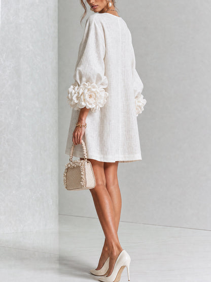 Mildred – Floral Cuff Button-Front Mini Dress