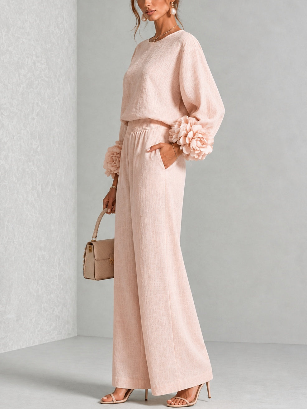 Rosemary – Floral Cuff Wide-Leg Set