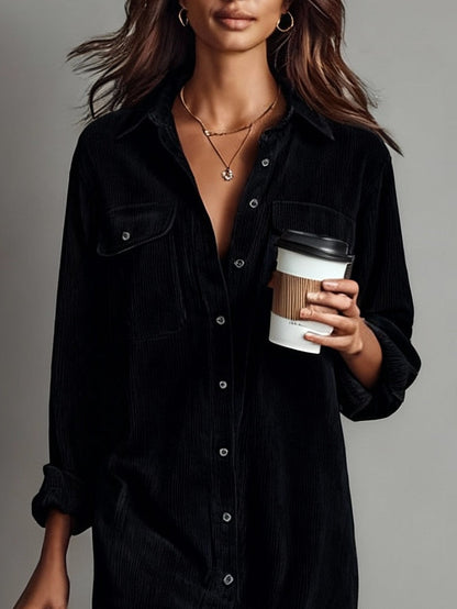 Marsha – Corduroy-Look Shirt Midi Dress