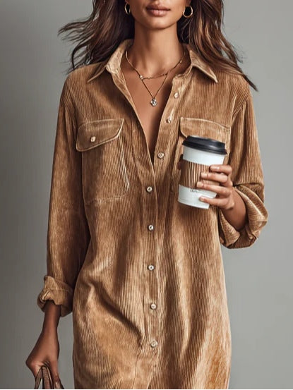 Marsha – Corduroy-Look Shirt Midi Dress
