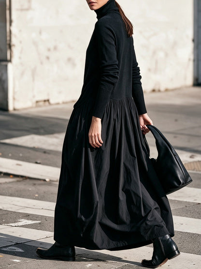 Roxanne – Turtleneck Maxi Dress with Gathered Skirt