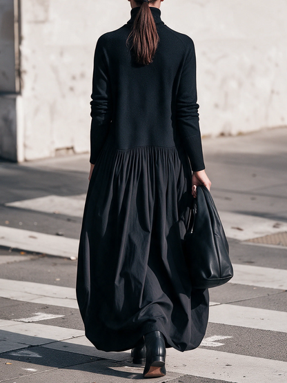 Roxanne – Turtleneck Maxi Dress with Gathered Skirt