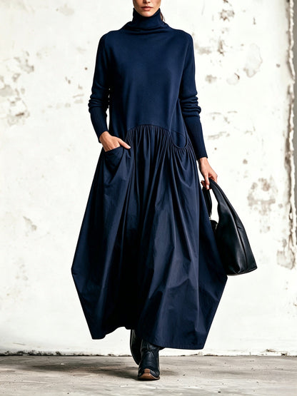 Roxanne – Turtleneck Maxi Dress with Gathered Skirt