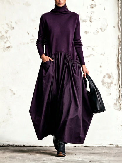 Roxanne – Turtleneck Maxi Dress with Gathered Skirt