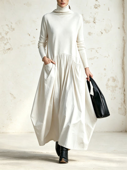 Roxanne – Turtleneck Maxi Dress with Gathered Skirt