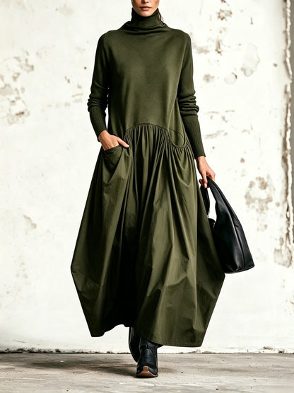 Roxanne – Turtleneck Maxi Dress with Gathered Skirt