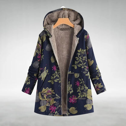 Robin – Floral Fleece-Lined Hooded Coat