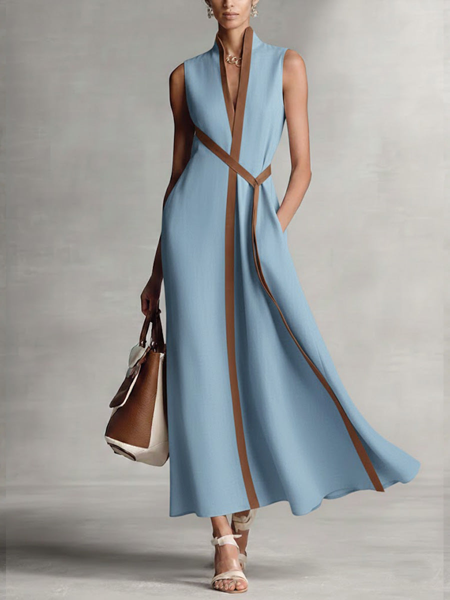 Wanda – Contrast Trim Wrap Maxi Dress