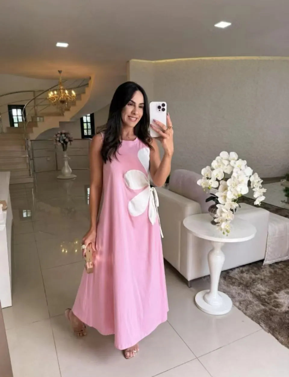 Vicki – Floral Appliqué Sleeveless Maxi Dress