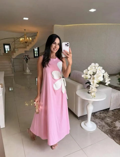 Vicki – Floral Appliqué Sleeveless Maxi Dress