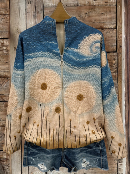Donna – Artistic Print Zip-Up Knit Jacket